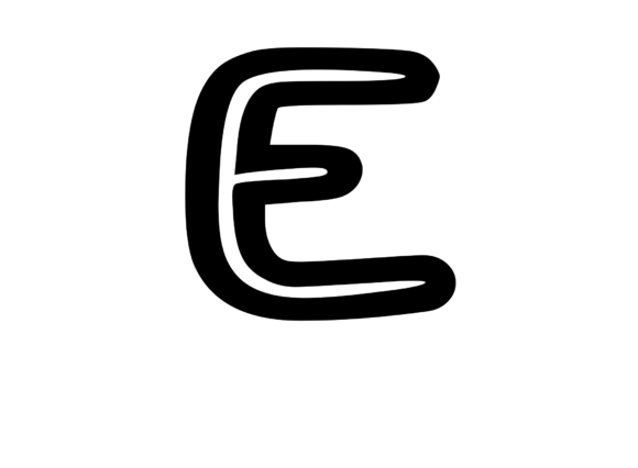 Bold Outlined Comic Mono Letter E for Creative Graphics and Crafts
