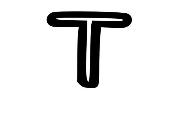 Bold Outlined Comic Mono Letter T for Creative Graphics