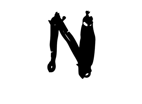 Bold Rotten Decaying Mono Letter N: A Unique Graphics Asset for Crafts