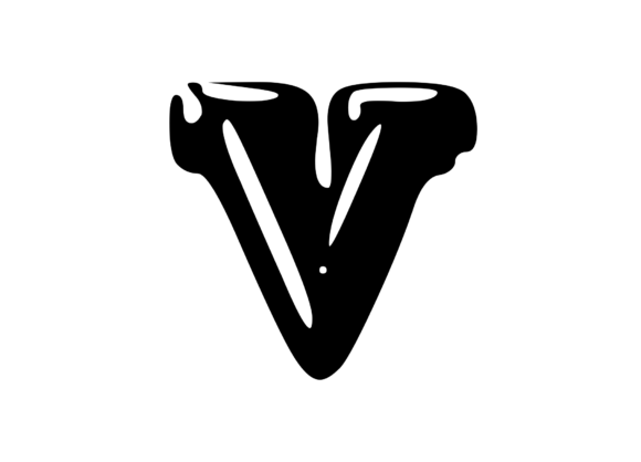 Fun Whacky Playful Mono Letter V Graphics for Crafts