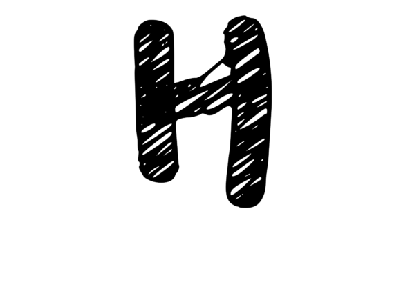 Rough and Messy Scribbled Mono Letter H for Crafts
